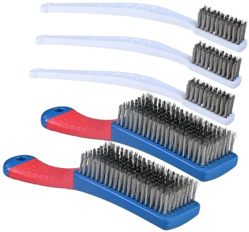 5 Pezzi Spazzola Acciaio Acciaio Inossidabile Spazzola Metallica Stainless Steel Manual Brush Per La Pulizia Di Griglie Per Barbecue, Utensili In Metallo, Parti Di Automobili E Perline Bodhi