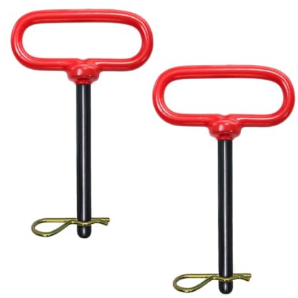 3/8 Trailer Tow Hitch Pin with Red Handle and Clip ,3/8x5 Clevis Pin for Towing with an ATV, UTV or Lawn Tractor, Hardened Steel,Powder-Coated Prevent Rust