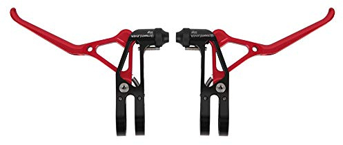 Manubrio per freno di mountain bike, leva del freno per bicicletta, leva di frenata regolabile in lega di alluminio con manopola di messa a punto fine, adatta alla maggior parte (Nero Rosso)