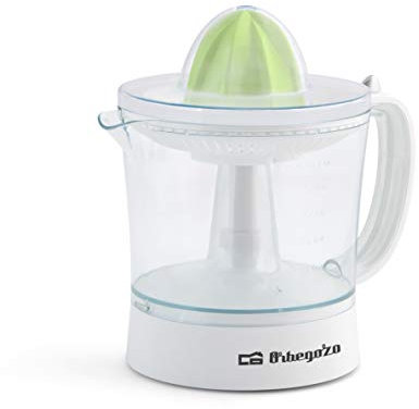 Orbegozo EP 2210 Spremiagrumi elettrico per arance, serbatoio estraibile da 1 litro di capacità, regolatore polpa, 2 coni per pezzi di diverse dimensioni, rotazione bidirezionale