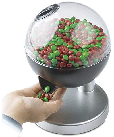 SILVANO - Dispensador Eléctrico de Caramelos, Chicles y Frutos Secos - Estructura Transparente - Ideal para Adultos y Niños - Activación Táctil - Medidas: 13.8 x 14 x 20 cm - Máquina Expendedora