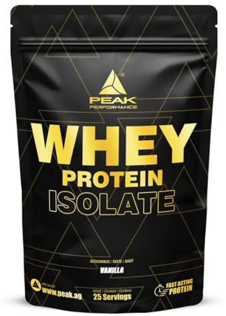 PEAK Whey Protein Isolat - 750g Geschmack Vanilla I 25 Portionen I sehr hoher Proteinanteil aus 100% Molkeprotein-Isolat I zucker- & fettarm I für Muskelaufbau & -erhalt