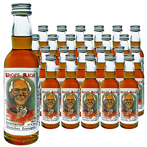 Erichs Rache Halbbitter Kräuterlikör 24x 40ml – Deutscher Rachenputzer mit 56 erlesenen Kräutern – Geschützte Rezeptur seit 1923 – Ostalgie Spirituose & Geschenkidee