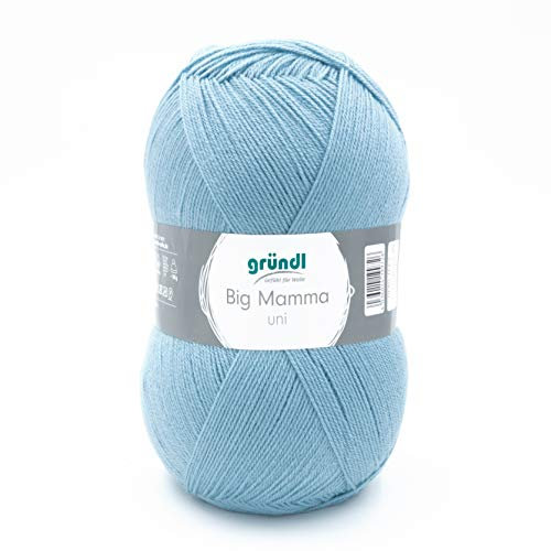 Gründl Wolle Big Mamma uni - XXL Wolle zum Stricken - Strickgarn - Weich und hautfreundlich - 100 % Polyacryl - 1 Knäuel 400 g / 1040 m - Nadelstärke 3,5- 4,5 - eismint