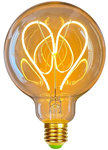 TIANFAN LED-glödlampor G95 hjärta vintage glödlampa 4 W dimbar 220/240 V E27 Edison glödlampa LED glödlampa specialitet dekorativ belysning glödlampa värme glöd (guld)