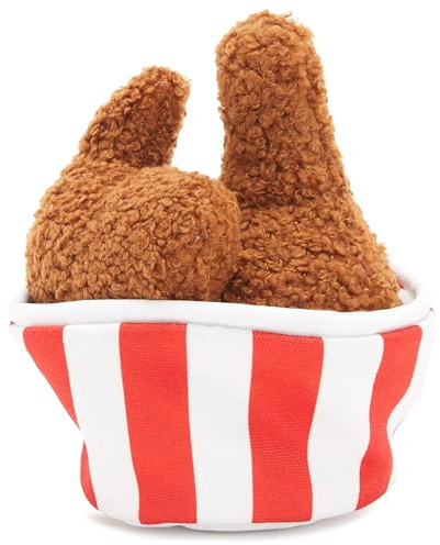 Bark - Juguete Interactivo de Peluche 2 en 1 para Perros, Juguete para rasgar y revelar para Perros y Cachorros, Juguetes estimulantes y con Sonido para Mascotas, Bucket o' Fried Licken, diseño de