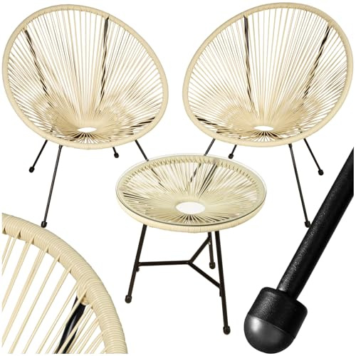 tectake® Ensemble Table et Chaises Acapulco Salon de Jardin Exterieur Table de Bistrot Bar, Structure en Acier lâqué époxy, Mobilier de Jardin Amenagement Balcon Terrasse