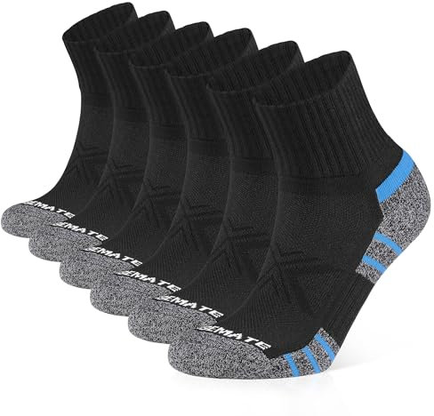 CLOSEMATE Sneaker Socken Herren Kurze Sportsocken Baumwollsocken Arbeitssocken Work Socken Halbsocken Laufsocken Men Quarter Running Socks 43-46 6Schwarz L