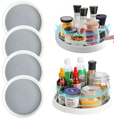 Drehteller Organizer 4 Stück 25 cm Lazy Susan Drehteller Kühlschrank Organizer Kühlschrank Drehteller Drehbarer Gewürzorganisator für Den Kühlschrank, Kommode, Gewürzregal