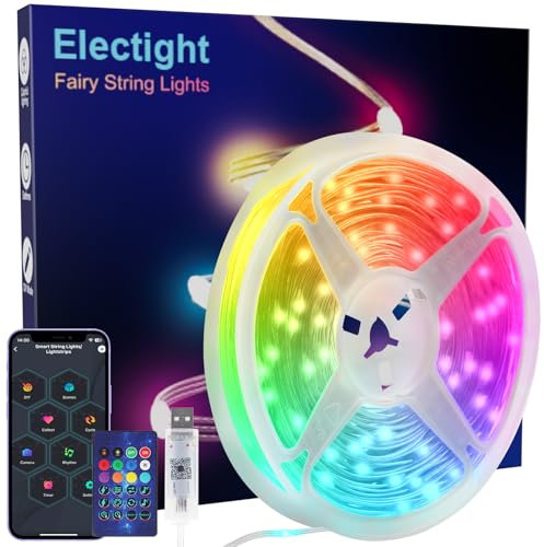 Electight 20M RGB Tira LED Inteligente con Mando a distancia [Impermeable], Cadena de Luces Color, Sincronización Musical, para Interiores, Exteriores, Navidad, Boda, Jardín, Fiesta
