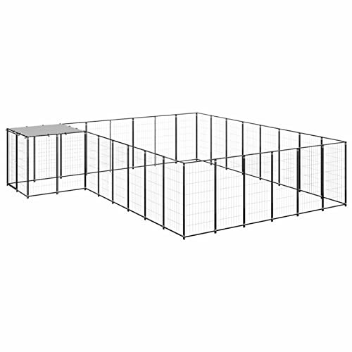 Gecheer Outdoor Hühnerstall Kleintierstall Mit abschließbarer Tür Gehege Vogelkäfig Hühnerkäfig Tierlaufstall,Freilaufgehege Hühnerhaus Freigehege Geflügelstall 440 x 440 x 110 cm (L x B x H)