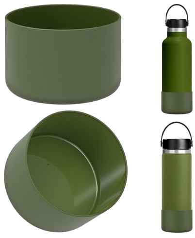 Linkidea 2 Pack Water Bottle Boot Compatible with Hydro Flask Wide Mouth Bottle 12oz/14oz/16oz/18oz/20oz, Silicone Bottle Bottom Sleeve Bumper Protector (Army Green)