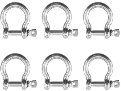 Manille D Shape, manille lyre, acier inoxydable, manille à anneau en D en acier inoxydable 304, manille de verrouillage, manille en D, acier inoxydable,des cordons, des chaînes, manille M8, 6 pièces