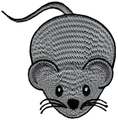 BP BRAUNERT PATCHES - Maus Grau Aufnäher zum aufbügeln oder aufnähen Bügelbild Aufbügler für Kleidung gestickter Bügelpatch Applikation Mäuschen Patch Größe 5,0 x 7,0 cm