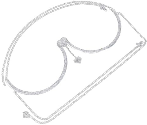 LALADEFIEE Cadena de Sujetador de Aleación Colgante de Corazón Plateado, Práctica y Elegante para Disfraces de Festival y Ropa de Baile Femenina