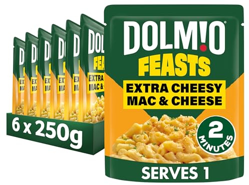 Dolmio Feasts Cheesy Mac & Cheese ready in 2 minutes Pasta Ready Meal serves 1 multipack 6x 250g
