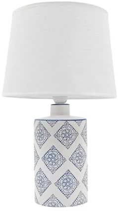 Elegant and Traditional Floral Ceramic Table Lamp – Oriental-Inspired Design with Drum Shade, Energy-Efficient 240V Lighting for Bedrooms, Living Rooms, Studies, or Dining Areas Décor (45CM)