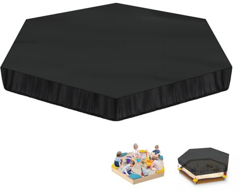 LAMUNI Sandbox Cover Hexagonal Sandpit Cover Waterproof Sand Box Covers Outdoor Sand Pit Cover Garden Sandpit Pool Protective Canopy with Elastic Band, 230x200x20cm