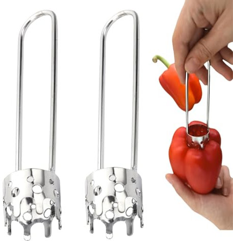 Zwenjuan Descorazonador de Semillas de Pimiento,2 Piezas Descorazonador de Manzanas de Acero Inoxidable,Quitar el Coraz贸n de Las Frutas,para Hogar Cocina Frutas y Verduras