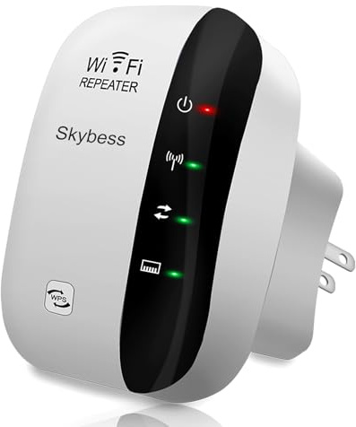 WiFi Extender Wireless Signal Range Booster, 300Mbps 2.4GHz Wi-Fi Repeater with Ethernet Port, 802.11b/g/n Wireless Internet Blast for Home, AP Mode/Wide Compatibility/Easy Setup, WPS Supported