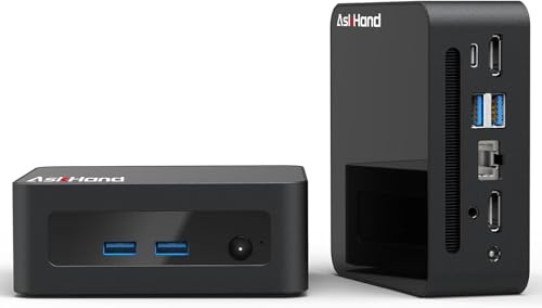 AskHand Mini PC i5 12450H 4,40 GHz 8C/12T, doble canal 16 GB RAM 256GB SSD, Windows 11 Pro, WiFi, BT5.2, 3 x USB3.0, USB2.0, HDMI * 2, USB-C, 4K @60Hz Pantalla 3-Simultan, miniordenador