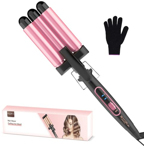 Piastra Onde per Capelli - BESTOPE MIX Ferro Arricciacapelli 3 Tubi Piastra Capelli Onde Ceramica Calore Rapido 150°C/210°C Ferro per Capelli Onde per Capelli Lunghi e Corti