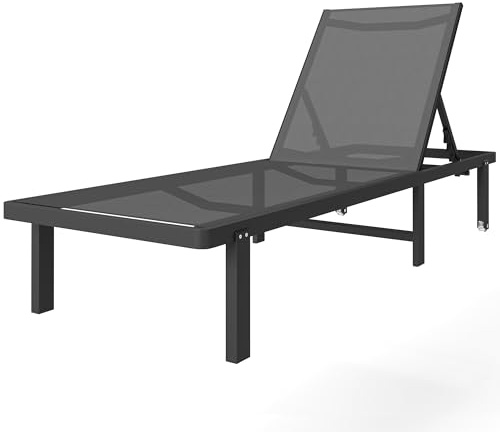 Outsunny Bain de Soleil roulettes Transat de Jardin Extérieur Gris Foncé