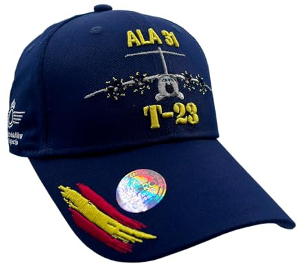 Tacro Gorra Azul Marino Bordada ala 31 T-23, Ejército del Aire España, Zaragoza, Diseño Militar