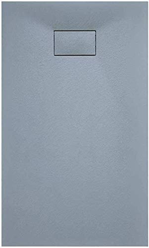 Piatto Doccia Arredo Bagno In Resina Effetto Pietra Stone Ardesia Spessore 2.6 Cm Antiscivolo Filopavimento Riducibile Indistruttibile Con Griglia Di Copertura Grigio (80 x 150 Cm)