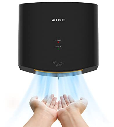 AIKE Händetrockner 10 Sekunden Trocknen Energiesparend Kommerziell Elektrischer Händetrockner Automatisch für Küche Badezimmer Toilette AK2630S 220V 1400W Schwarz