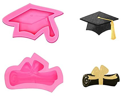 Graduation Cap Diplom Silikon Mold Fondant Chocolate Candy Soap Ice Cube Clay Molds DIY Tools for Grad Party Decorations