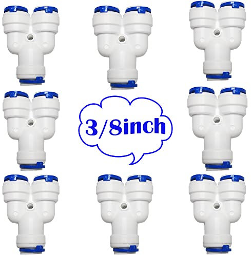 CESFONJER RO Wasserfilter Fitting, Y Typ 3/8 Push-fit gerade Stecker, 9.5mm (3/8) Pushfit gerade Stecker für Wasserrohr, drücken, Kühlschrankschlauch (8 Pcs)