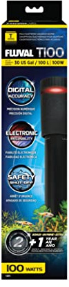 Fluval Calentador Totalmente electrónico T100 para acuarios de Agua Dulce de hasta 30 galones.