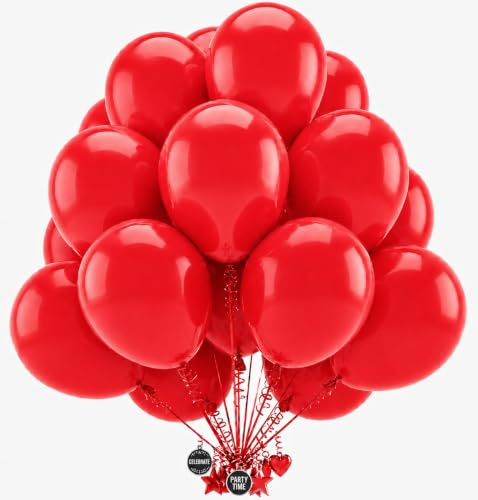 Artier 30 Biodegradable Red Balloons, 12 Inch Large Natural Latex Eco Friendly Party Balloons Thick Strong Helium or Air Balloons for Birthday Decoration Wedding Baby Shower
