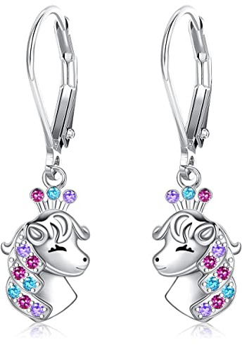 ORAZIO Hypoallergénique Boucles d'oreilles Argent 925 Cheval Porte Bonheur pour Femmes et Filles, Bague à Levier Boucles d'oreilles Pendantes de Cheval Equestre Bijoux pour Amoureux des Chevaux d