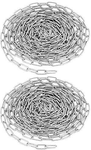 QWORK® 2 Pièces Chaîne acier galvanisé - Ø 2 mm - 5 m - résistant à la rouille - pour corde à linge/plantes suspendues/chaîne pour chien/antivol de vélo/décoration DIY