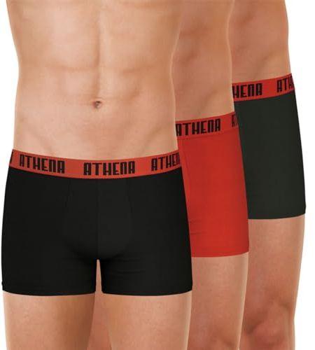 Athena - Lot de 3 Boxers Homme Ecopack Basic Color - Boxers Coton - Coupe Moderne Ergonomique, Confort et Maintien -Label Oeko-TEX® Standard 100