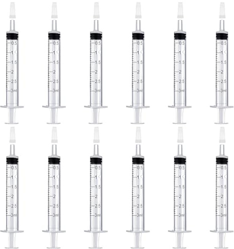 Mooshy Spritzen Set, 12 Stück Einwegspritzen, Spritze 3ml Kolostrum Spritze Spritze Ohne Nadel Set Spritze für Flüssigkeitsmaß Spritzen Tierfütterung, Pflanzenbewässerung