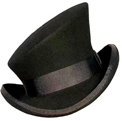 TDEOK Asymmetrischer Zylinder Wollhut Damen Herren Unisex Hut Steam Punk Hut Zylinder Mode Band Dekorativer Hut Schneemütze Kinder (Black, One Size)