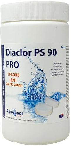 Chlore Lent Galets 200G pour Piscine - Traitement avec Action permanente sur Le taux de Chlore/Traitement Stabilisé, désinfection et Anti-algues/Produit pour Entretien Eau Piscine - 1 et 5kg (1KG)