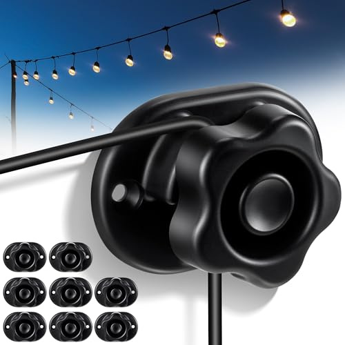 Saillong 8 Pack Hooks for Outdoor String Lights, Christmas Light Clips Weatherproof, Lights Hanger Hooks for Hanging Christmas Fairy Light, Cable, Holiday Decor, Shade Sails, Black