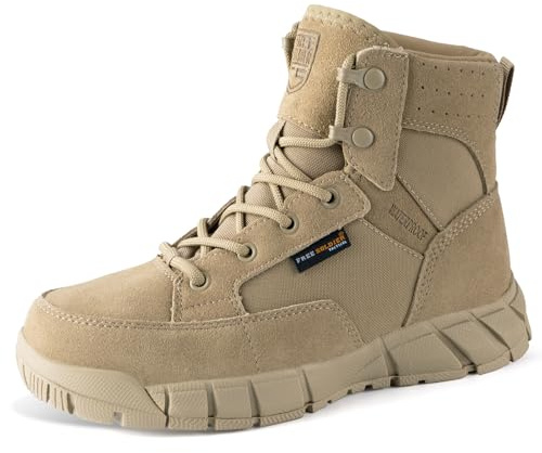 FREE SOLDIER Hiking Work Boots Women's Tactical Boots 6 Inches Lightweight Waterproof Military Boots Outdoors Desert Boots(tan 7)