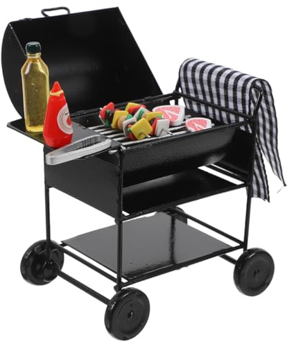 UPKOCH 1juego Mini Barbacoa Miniatura para Casa De Muñecas Accesorio De Grill De Juguete Decoración De Cocina Simulada BBQ para Imaginación Accesorio De Cocina Miniatura