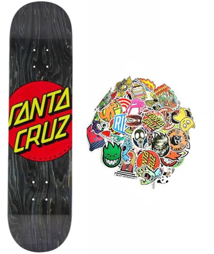 Santa Cruz skateboard Skateboard Deck Classic DOT Logo mit 20 gratis Skateboard-Stickern und Grip (Wood, 8.25)