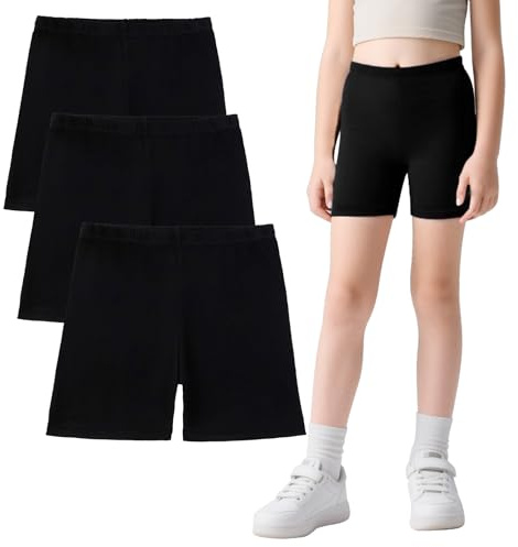 FILOWA Cycling Shorts Girls 3 Pack Cotton Under Shorts, 12-14 Years, Pink