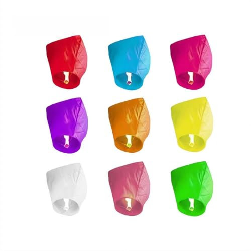 Linternas de cielo, paquete de 10 luces conmemorativas chinas para liberar en el cielo, linternas chinas K-ongming con bloques especiales de cera, decoraciones coloridas de festivales para bodas