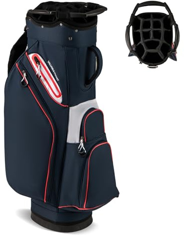 GOPLUS Sac de Chariot de Golf, Léger et Portable avec 14 Compartiments, 6 Poches, Capuche de Pluie, Poignées, Sangle d'Épaule Réglable, Sac de Transport de Clubs de Golf pour Hommes, Femmes (Bleu)