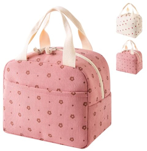 Aiuuee Borsa Frigo Donna, Borsa Termica Porta Pranzo 10L, Riutilizzabile Borse Frigo Piccola Impermeabile, Portatile Borsa Porta Pranzo per Scuola Ufficio Lavoro Viaggio Picnic (Rosa)