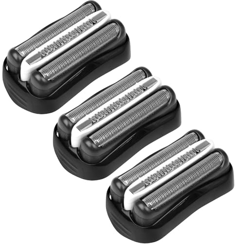 LOMGDOVC 3 Stück Ersatz-Scherköpfe für 3er 32B Rasierer Kompatibel mit Series 3 Scherkopf -Passend für Modelle 3000S, 3010s, 3040s, 3050cc, 300s, 310s, 320s etc (32B, Schwarz)