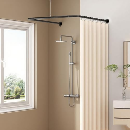 Asta Per Doccia, Asta Per Tenda Da Doccia Regolabile A Forma Di U Da 70-95 Cm Asta Per Doccia Per Vasca Senza Fori Supporto Per Tenda Da Doccia Nero Per Montaggio A Soffitto Del Bagno